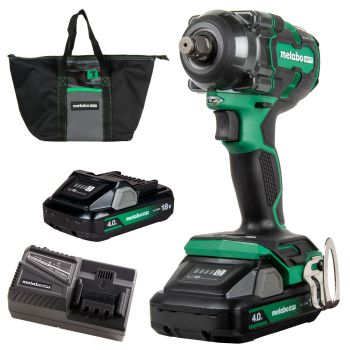 Metabo HPT 18V 1/2" Impact Wrench Kit (includes 2X BSL1840 4Ah battery, UC18FYSL charger, bag) WR18DHM